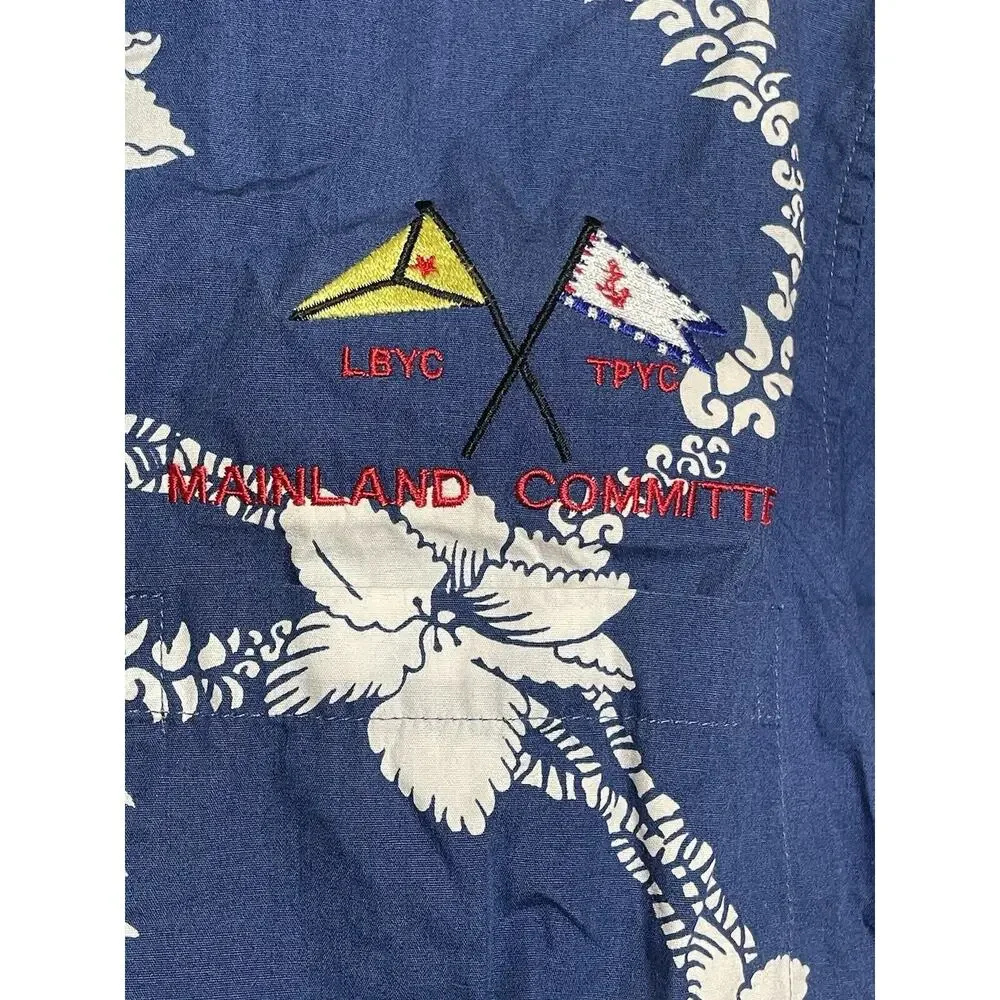 Reyn‎ Spooner Men Hawaiian Shirt Blue Size Large 100% Cotton Great Condition